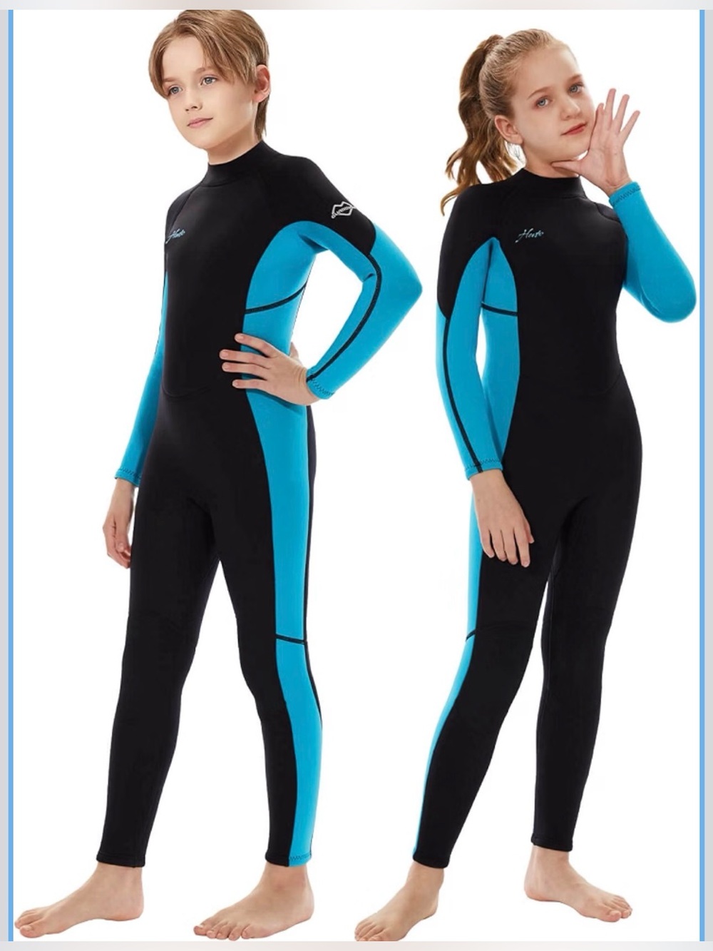 Hevto Kids Wetsuit 3/2mm Neoprene Back Zip for Boys Girls